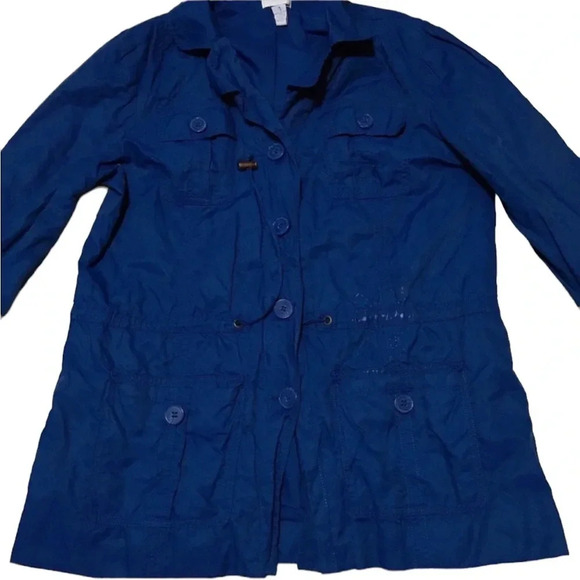 Chico’s Blue Lightweight Button Jacket 1 (Flawed) - Picture 3 of 8